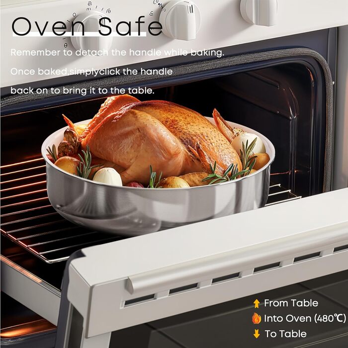 Набір посуду RIOVARM з індукційним покриттям: каструлі та сковороди з знімними ручками, антипригарне гранітне покриття, складна конструкція, кришки з силікону, без PFOA, 16 предметів з нержавіючої сталі