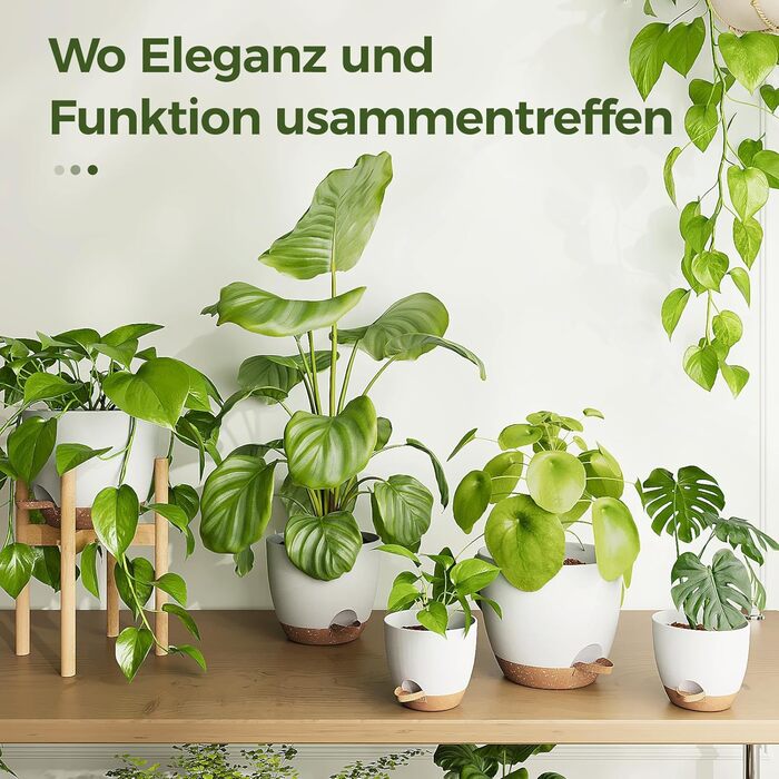 Набір горщиків для квітів Bamworld 6 шт. з автополивом, 12.7-20.3 см, з підставкою, для кімнатних рослин та розсади (білий)