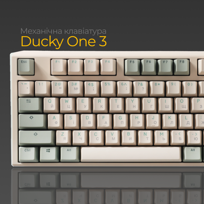 Механічна клавіатура Ducky One 3 TKL Cherry MX Red Matcha Cream UA