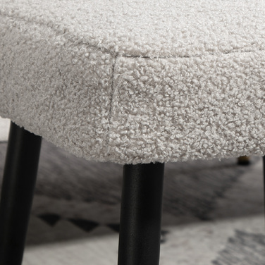 HOMCOM Footstool Квадратний табурет з кашеміровим виглядом, підставка для ніг зі сталевими ніжками, ідеально підходить для вітальні та спальні, світло-сірий