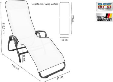 Лежак для басейну/сауни MFG, 3', антрацит/чорний