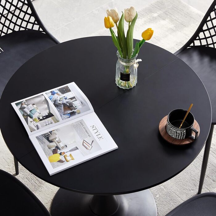 Круглий обідній стіл для кухні, вітальні, балкону. Діаметр 70/80 см, білий/чорний