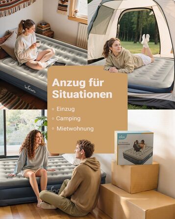 Надувне ліжко iDOO для 2 осіб з електричним насосом, 152x203x38 см, 295 кг, для кемпінгу