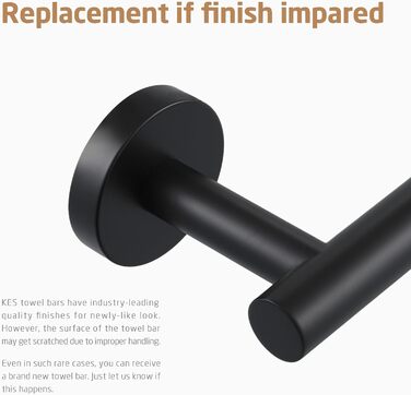 Тримач для рушників KES, стійка для рушників, багетна стійка, багетний тримач, нержавіюча сталь SUS304, настінний, 70 см, чорний