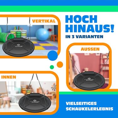 Шоукель-гніздо KESSER® діаметром 120 см, до 300 кг, з подушкою та ручками, регульована, для дітей та дорослих, indoor/outdoor, кольоровий
