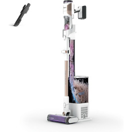 Shark акумуляторний пилосос Clean & Empty з базою самостійного очищення, до 40 хв роботи, бездротовий, для шерсті тварин, килимів та твердих підлог, з LED-підсвічуванням, тихий, білий/блакитний, BU3521EU