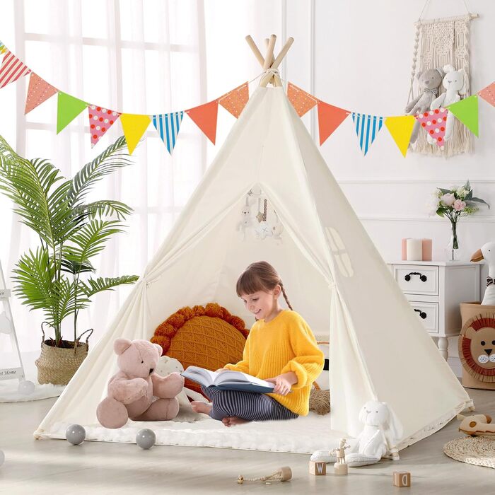 Дитячий намет Tipi для гри в приміщенні та на вулиці: намет-халапа, ігровий будиночок для хлопчиків та дівчаток з сумкою для зберігання, жовтий