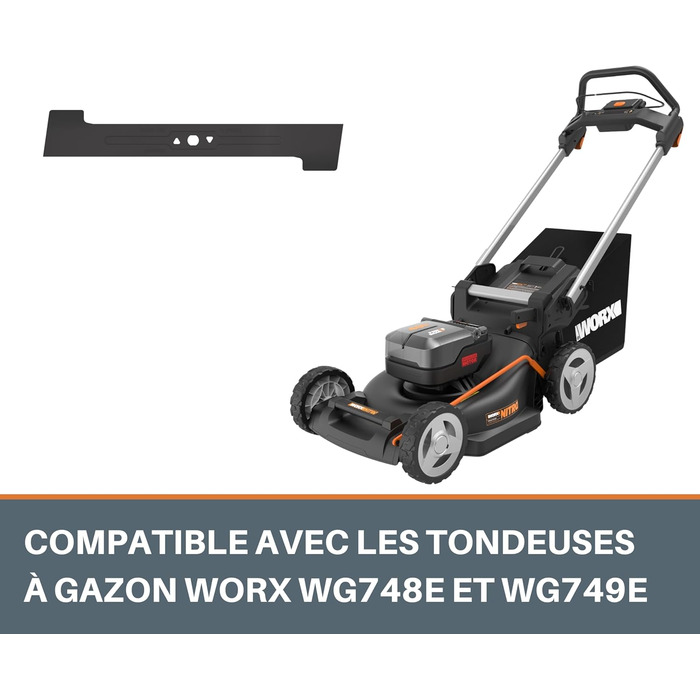 Акумуляторний газонокосарка WORX WG749E 40V PowerShare з радіоприводом, безщітковий двигун, ширина косіння 46 см, 7 положень висоти, з акумулятором та зарядним пристроєм