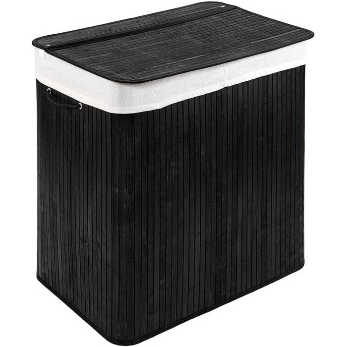 Бамбуковий кошик для білизни PANA ECO з кришкою * Дерев'яна сумка для білизни * складаний колектор для білизни * шафа для білизни у ванній * 100 бамбук * колір * * розмір (150 л 40 х 60 х 63 см), чорний)