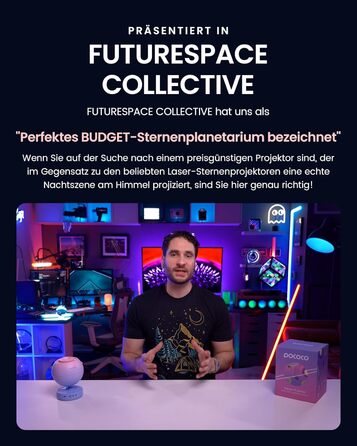 POCOCO Зоряний Проектор Sternenhimmel: LED Галактика, Планетарій для Дітей та Дорослих, Нічник Aurora з 2 Дисками, Таймером, для Розслаблення