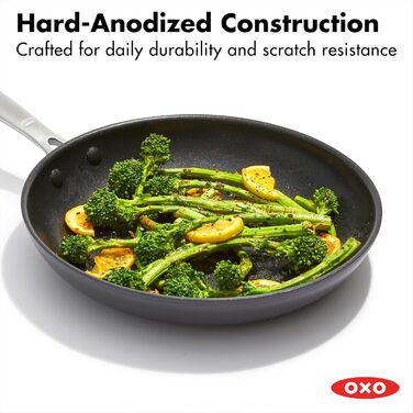 Набір сковорідок OXO Enhanced 3 шт. (8', 10', 12') з керамічним антипригарним покриттям, не містить PFAS, нержавіюча сталь, для плити та духовки