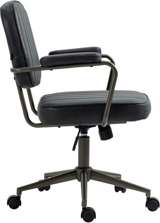Ергономічне крісло для офісу CLP Natrona I з регулюванням висоти, поворотне на 360°, з функцією гойдання, з м'яким сидінням та легкопрохідними роликами, колір: античний чорний