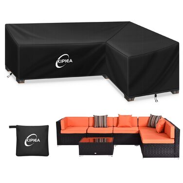 Водонепроникний чохол для сауви L-подібної форми Kipiea, 420D, для саду, захист від вітру, 250x250x85x78 см / 250x200x85x78 см