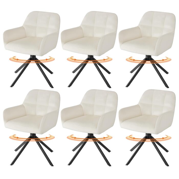 Крісла для обідньої зони Sweetcrispy (набір 2 шт), обертаються на 360°, для кухні, м'які, з підлокітниками, сталеві ніжки, до 120 кг, зелені (бежеві, 6 шт)