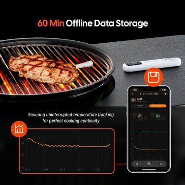 Бездротовий термометр Inkbird Mini для м'яса з Bluetooth, IP67, для гриля, мангала, духовки, аерофритюрниці