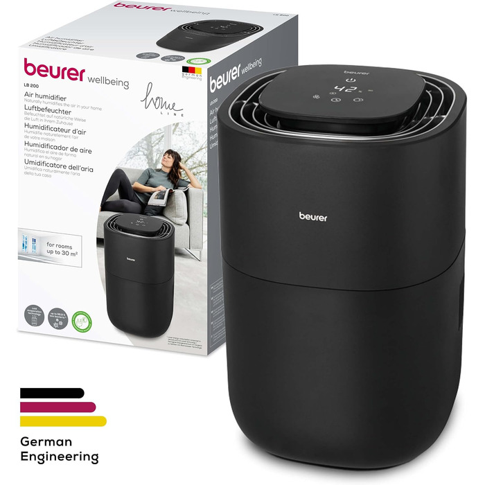Зволожувач повітря Beurer LB 300 Plus: Тест-переможець Stiftung Warentest, холодний тип випаровування, індикатор вологості, фільтр-сушка, до 45 м²