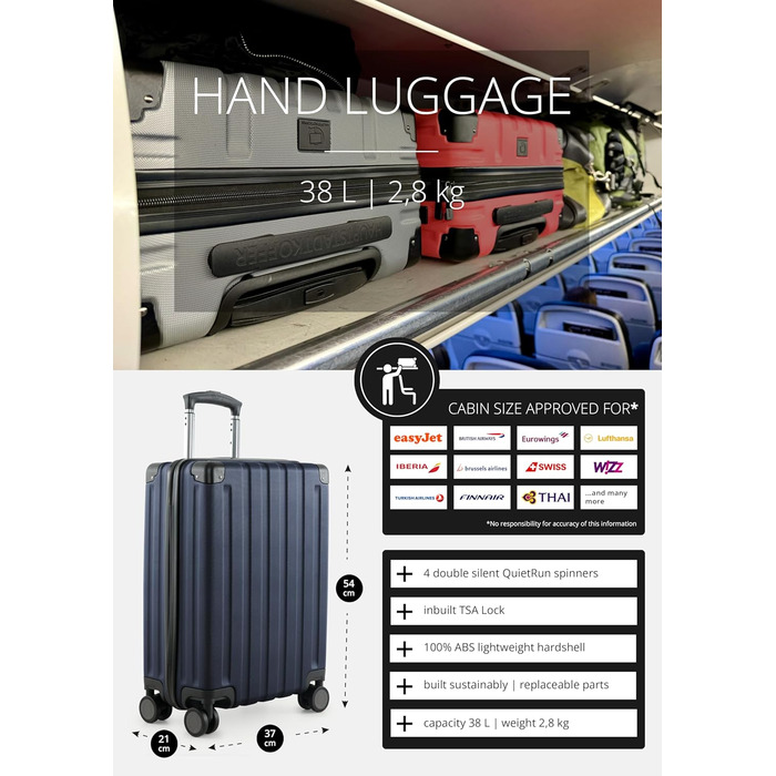 Набір валіз Hauptstadtkoffer Q-Damm (S+L) - 2 шт., TSA, темно-синій колір, Rollkoffer, валіза для подорожей