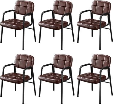 Крісла для очікування Yaheetech – 6 шт., штучне шкіряне крісло для вітальні, конференц-залу, обідньої кімнати, 58x60x85 см, коричневе