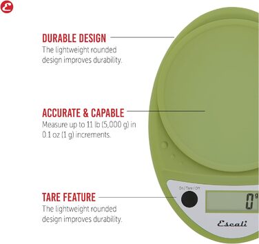 Кухонні ваги Escali P115TG Primo цифрові - Кухонні ваги - Кухонні ваги - Випічка - Контроль порцій - Хобі - Трав'яні ваги Побутові ваги - 5 кг - Естрагон зелений - 22 х 15 х 4 см Естрагон зелений