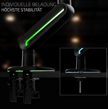 Кріплення для монітора Invision Vortex Gaming – 27–57 дюймів – Curved & UltraWide – RGB LED – 3–18 кг (VR200)