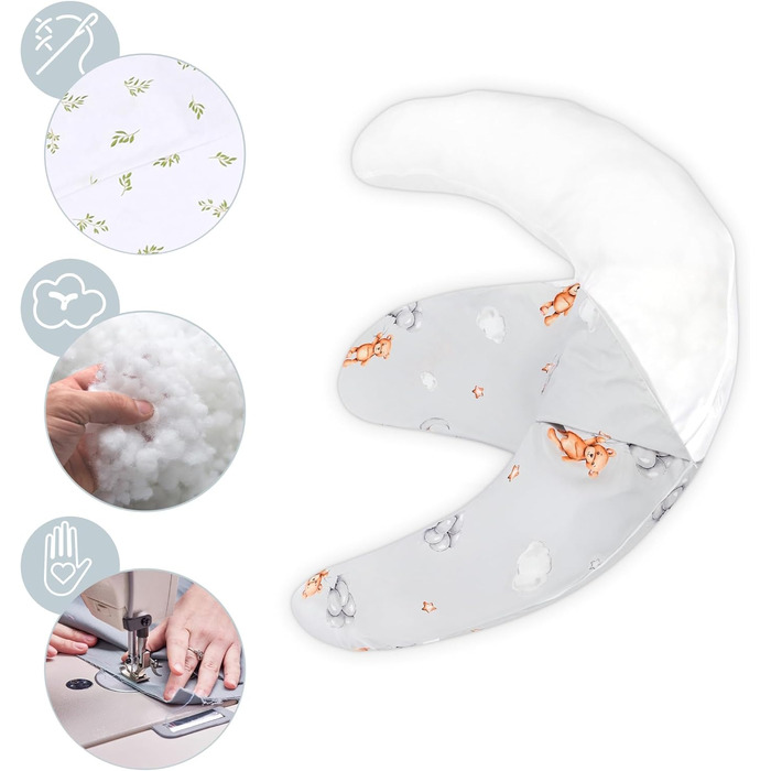 Подушка для вагітних Totsy Baby Stillkissen XXL: велика, зручна, з бавовняним чохлом Oeko-Tex, 190 см