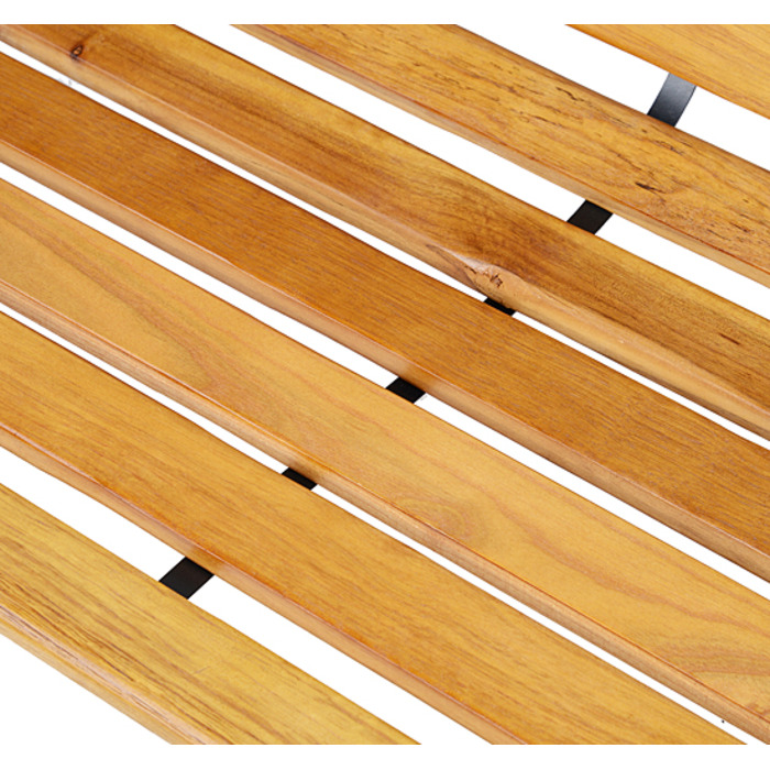 Лавочка для саду, парку, 2 місця. Виготовлена зі сталі та соснового дерева, колір - натуральний. Розміри: 122 x 60 x 83 см.