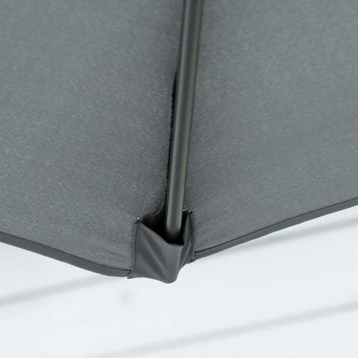 Вітростійкий парасоль для саду Ø293 см з бічною ручкою та хрестоподібною основою, захист від вітру, водовідштовхувальне покриття, темно-сірий