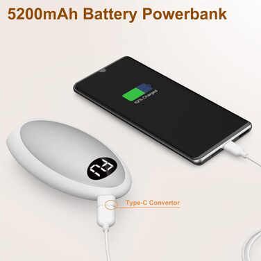 Електричний грілка для рук Powerbank 5200mAh, USB, для кемпінгу, катання на лижах, подарунок на зиму (срібний)