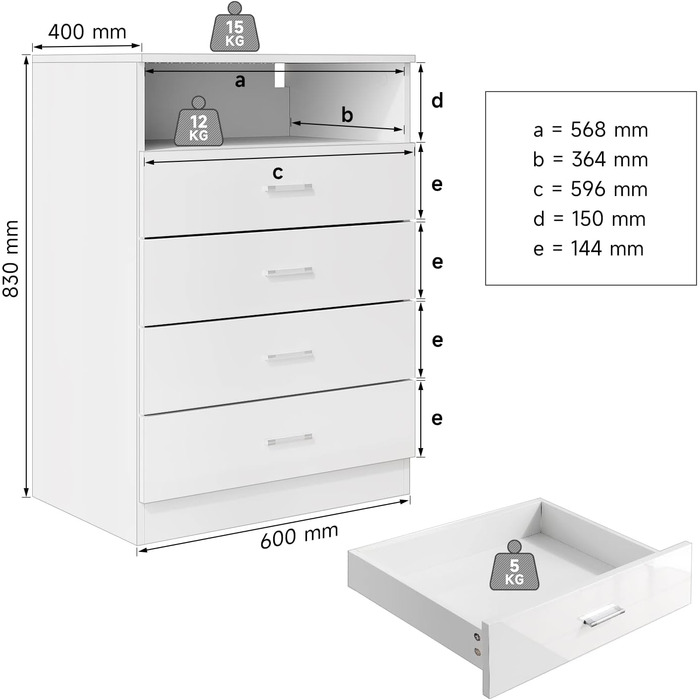 Комод SONNI Sideboard білий високий глянець зі світлодіодом, 3 двері, для кухні/їдальні/вітальні, Ш116xH93xD35см