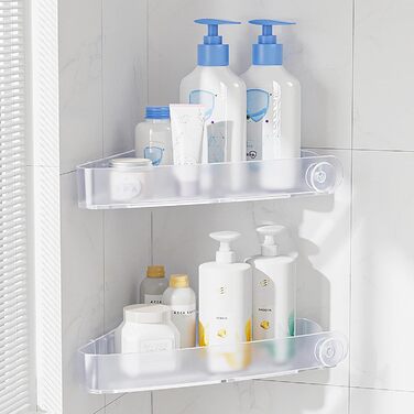 Полиця для душу Sotfamily з пластику без свердління (для кута 90°), 2 шт., кристалічний дизайн