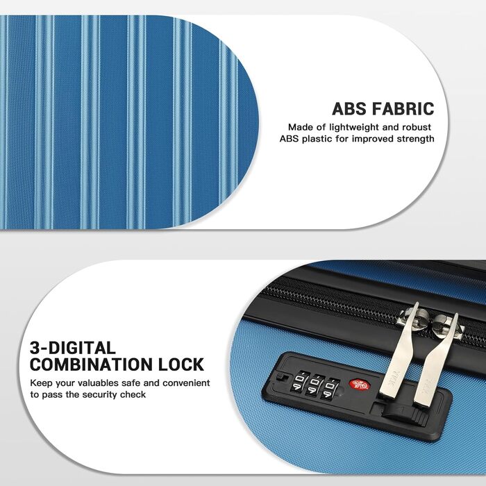 Валіза-тележка KONO 55 см, 20 дюймів, ABS, темно-синій (ручна поклажа)