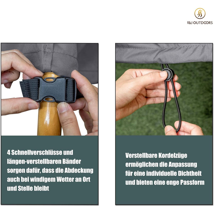 Захисний чохол для саудового дивану F&J Outdoors, водонепроникний, UV-стійкий, сірий, 208x99x89/61 см