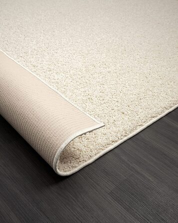 Килим Relax Shaggy килим, що миється, з високим ворсом, з довгим ворсом, для вітальні, спальні, однотонний, що миється, протиковзкий, висота ворсу 30 мм, зелений, (120 х 170 см, кремовий(волохатий))