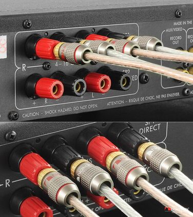 Банан-штекери Nakamichi FanLock 24K з позолоченим покриттям, 10-18 AWG, 4 мм, 24 шт. и (12 пар) для Hi-Fi аудіо