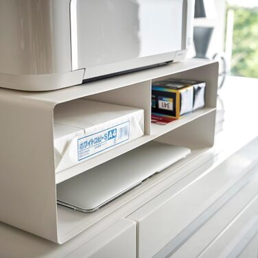 Організатор Yamazaki 4349 Tower Druckerstation: сталева полиця-організатор, мінімалістичний дизайн, білий (48x37x19 см)