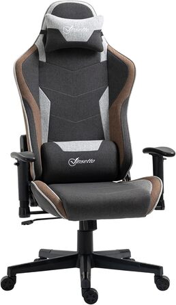 Крісло ігрове Vinsetto Ergonomic з регулюванням висоти, підголівником та підтримкою попереку, сірий