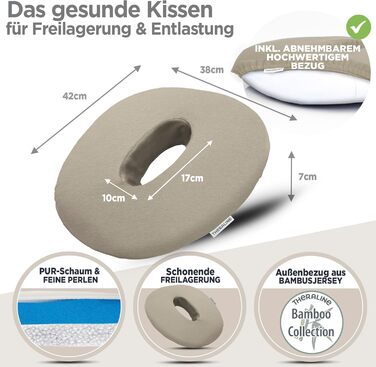 Ергономічний ортопедичний подушка-кільце Theraline для розвантаження куприка, після операцій та пологів, при геморої (Антрацит Меланж, 35x48 см)