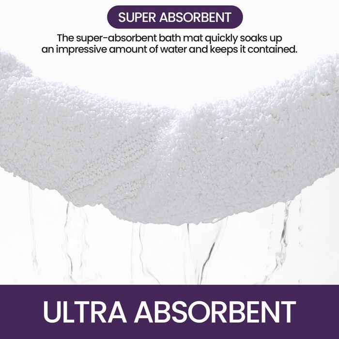 Килимок для ванної кімнати DEXI 60 x 110 см, антиковзаючий, з мікрофібри, білий