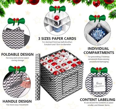 Коробка для зберігання прикрас на Новий рік, 166 відділень, з регульованими перегородками, кришкою та ручками, 31x31x30 см, червона, зі сніжинками, у білому кольорі (сіро-біла)