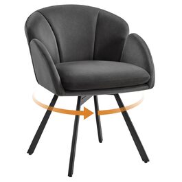 Офісний стілець Yaheetech 360° обертовий, оксамитовий, з подвійним сидінням, крісло для макіяжу, для офісу/спальні/вітальні, темно-сірий