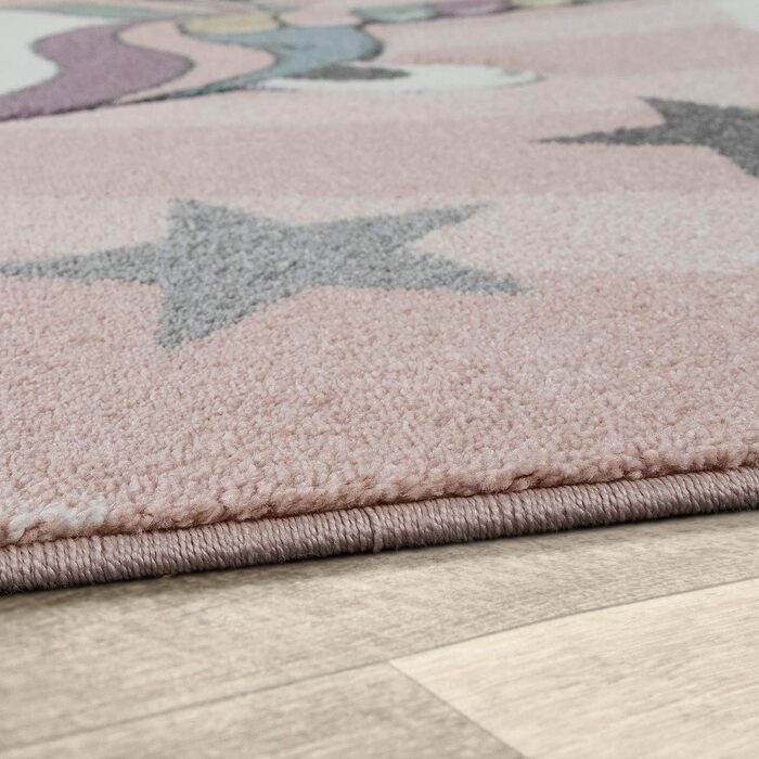 Дитячий килимок для дівчаток Play Килимок Милі хмари єдинорога в рожевому білому фіолетовому, розмір (Ø 120 см круглий)