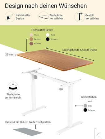 Електричний регульований стіл AGIL 140x70 см - білий каркас, стільниця з горіха, для офісу, ергономічний, з підйомником