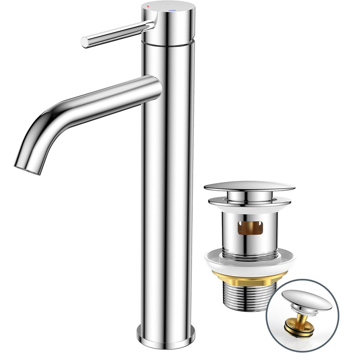 Змішувач для ванної кімнати FORIOUS з набором для зливу, чорний, висота виливу 190 мм, однорідний змішувач для умивальника