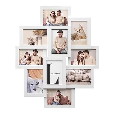 Фоторамка SONGMICS на 10 фото 10x15 см, біла, дерев'яна (MDF) для колажу RPF20WT