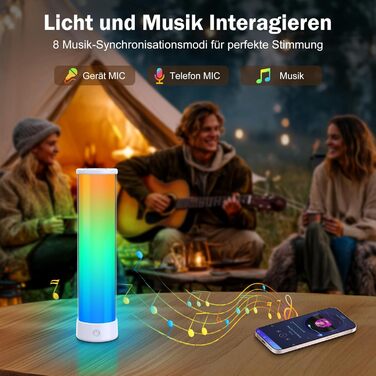 LED-лампа на тумбочку бездротова з пультом/APP, регулювання яскравості, RGBICWW, 2700-6500K, для спальні, вітальні, кемпінгу