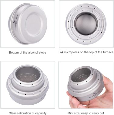 iBasingo Titan Alkoholkocher Spirit Herd з кріпленням - портативний газовий пальник для кемпінгу, пікніків та трекінгу Ti2001C
