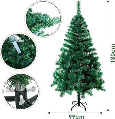 Вставка 1,2 м ялинка Різдвяна ялинка унікальне штучне дерево Різдвяний декор вогнестійкий для різдвяного декору (180 см, зелений)