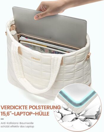 Сумка для ноутбука LOVEVOOK для жінок, 15.6 дюймів, бежева: робоча, для навчання, універсальна