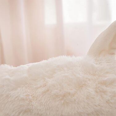 Лежанка для читання Nice Night, штучне хутро, подушка-валик, велика, для дорослих та дітей, спинка з підлокітниками, підтримка спини для сидіння в ліжку/на дивані, слонова кістка