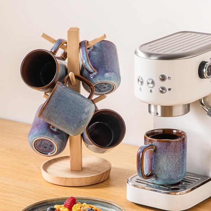 Набір посуду Vancasso Steingut 24 елементи (на 8 осіб) - Тарілки, салатники, миски. Серія ONION (блакитний), дизайн Galaxie.